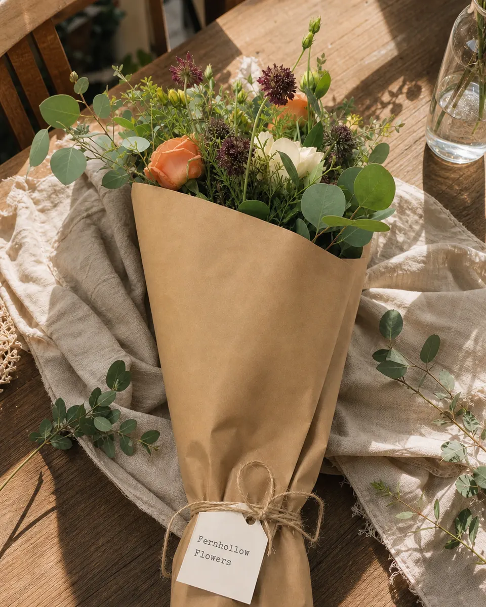 The same bouquet on a sunlit table