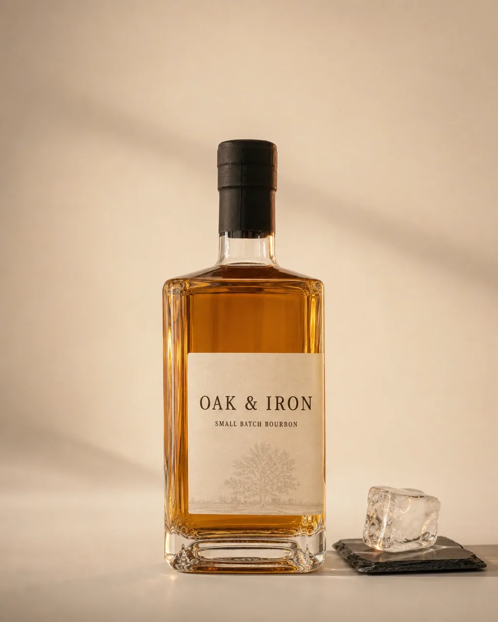 A finished Instagram post of Oak & Iron bourbon