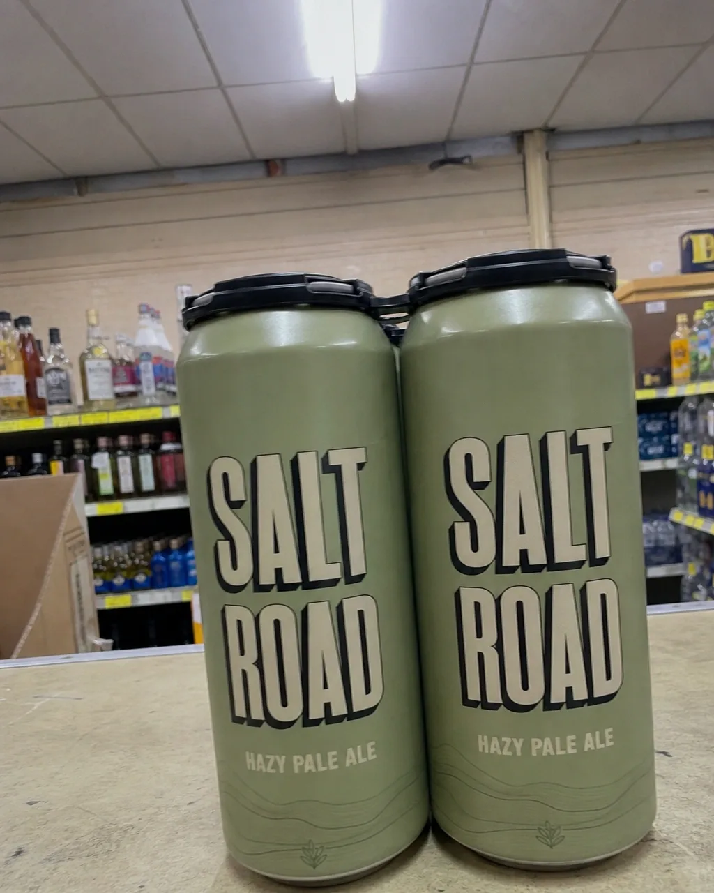 An unedited phone photo taken inside a liquor store