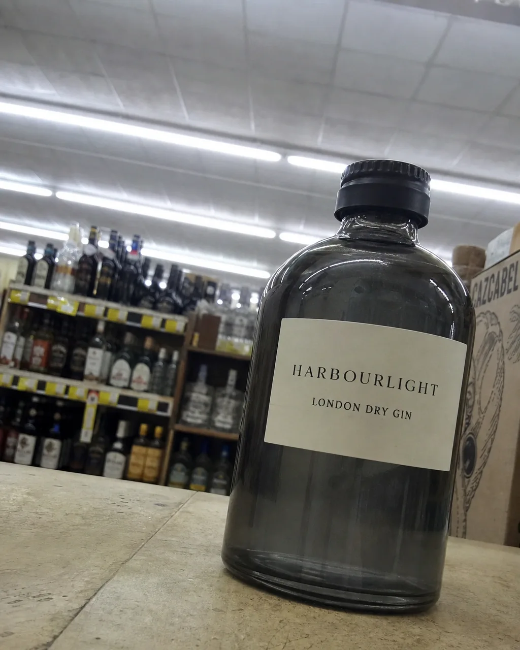 An unedited phone photo taken inside a liquor store