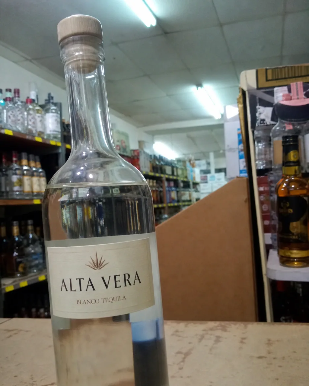 An unedited phone photo taken inside a liquor store